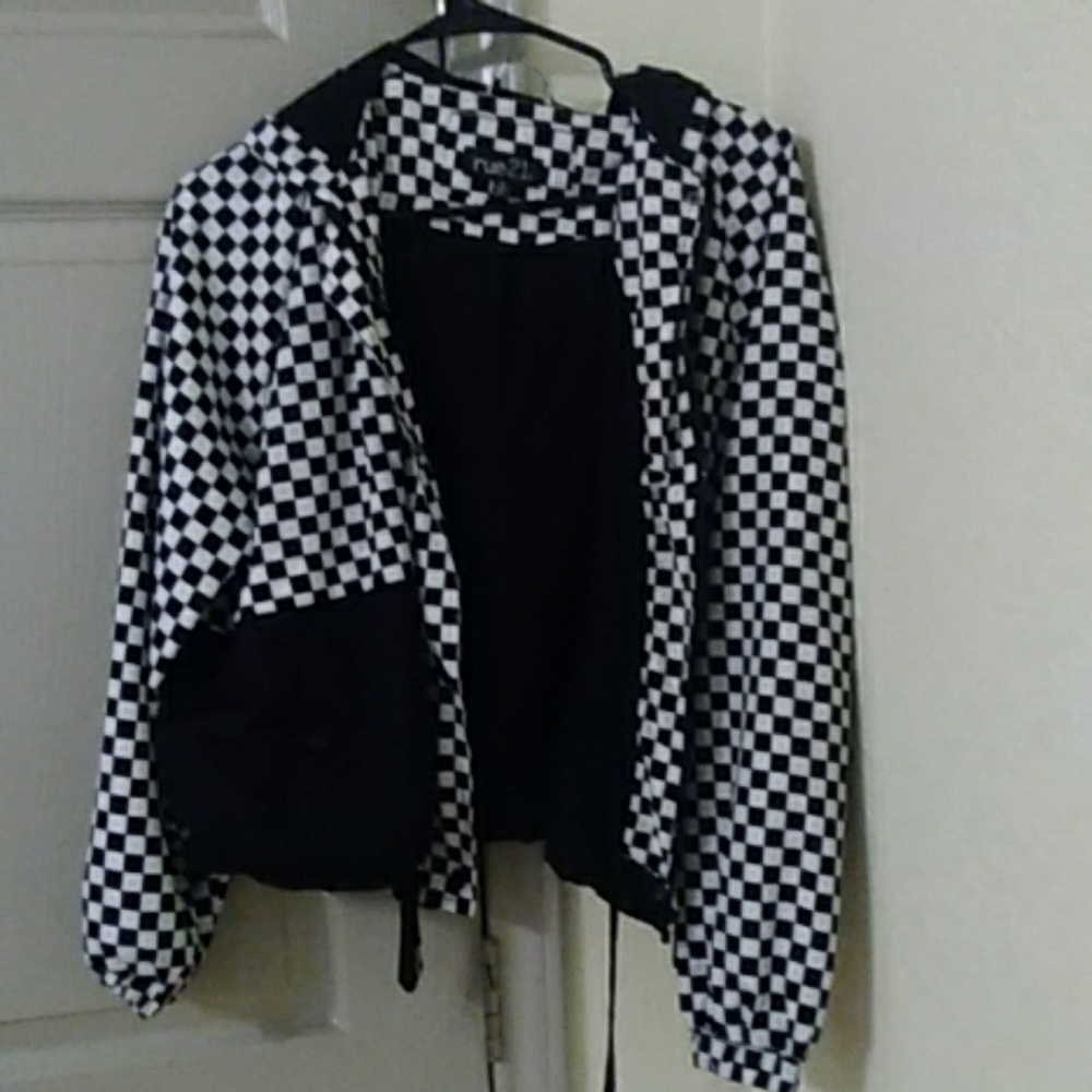Checker board jacket.